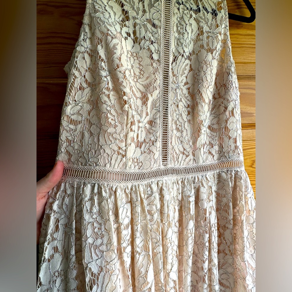 Adrianna Papell size 6 pastel pink tea length dress.
